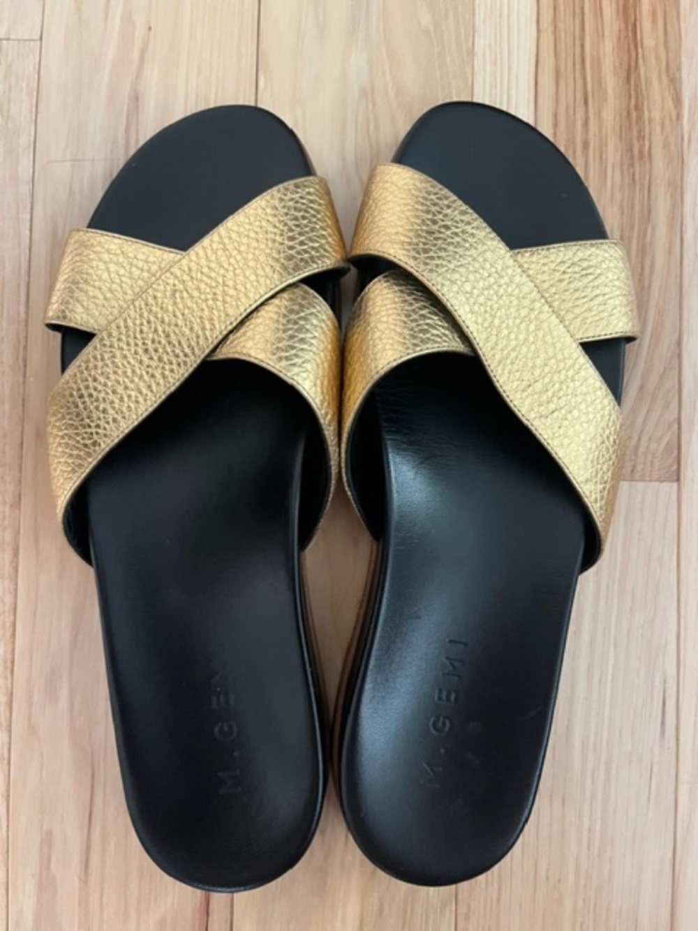 M.Gemi Gold Sandals Slides